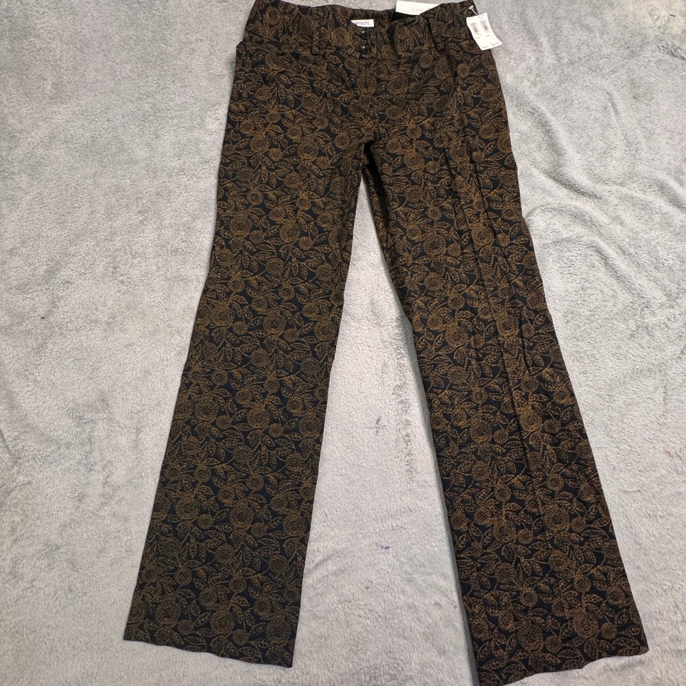 NWT HAROLDS Alex Womens Black Floral Print Fashion Fit Pants Size 6 (W30xL33)